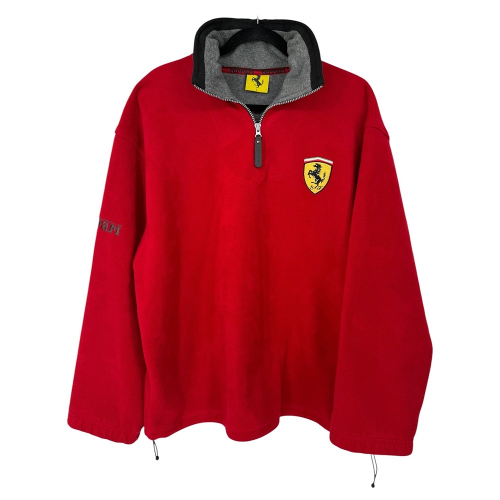 Vintage 1997 Ferrari Men's Official Licensed Red Quarter Zip Fleece Size Large